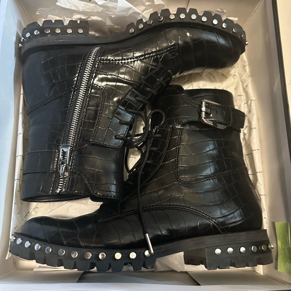 Dolce Vita Black Combat Moto Boots with Buckle Straps